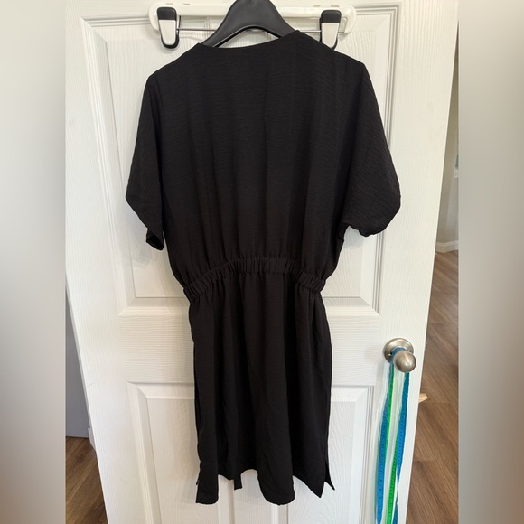 DKNY Black Washer Tie Waist Fit And Flare Dress Women’s Size 8 preppy Classic - Picture 8 of 9